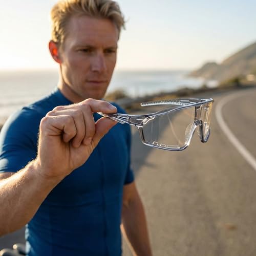Photochromic Cycling Glasses for Men Women, UV400 Photochromic Sunglasses for Cycling, MTB, Running, Fishing, Baseball, Clear to Dark Bike Glasses, Riding Glasses with Photochromic Lenses