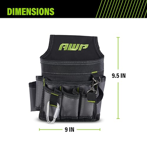AWP Ballistic Nylon Mini Tool Pouch Multi-Pocket Organizer for Electricians, Professional Tool Box for Efficient Organization, Black/Gray | 1L-23021-2