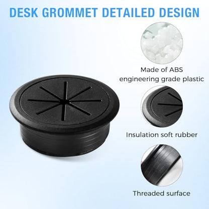 Desk Grommet 2-1/16" (53 mm), Desk Hole Cover for Cables Dark Grey, Cable Grommet ABS Plastic, Desk Hole Grommet for Office and Home Table Cable, Detachable & Flexible Cable Cord Organizer-2 Pcs - size: 2-1/16"(53 mm)-2Pcs, style: Dark Grey
