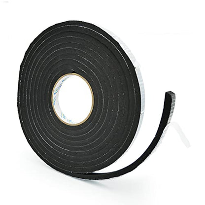 Alenor EPDM Black Foam Insulation Tape Self Adhesive 1/5"x 3/5" x 16' Ft –Pack of 1- Weather Stripping for Doors & Windows,Soundproofing,Door Seal,Weatherstrip,Pipe Cooling,Air Conditioning Seal Strip - size: 1/5"x 3/5" x 16' Ft
