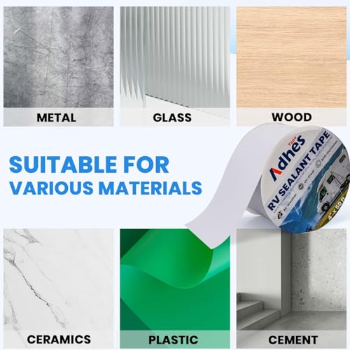 ADHES White Butyl Sealant Tape 4 Inch x 50 FT – Single-Sided Waterproof RV Roof Repair Tape, Leak-Proof Sealant for Camper, Window, Skylight, and Roof Edge - style: 4in x 50ft