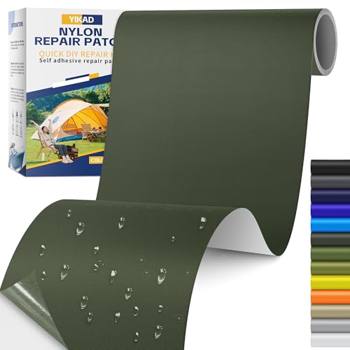 Fabric Repair Tape, Self Adhesive Nylon Repair Patch, Waterproof Outdoor Nylon Tape/Patch Kit for Down Jacket Clothing Tent Awnings Boat Cover Couches Army Green 4x70 inch - color: Army Green, size: 4" x 70"