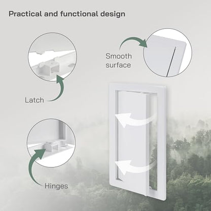 Vent Systems White ABS Plastic Access Panel 6 x 12 Inch (Cut-Out) - Access Door for Drywall, Wall, Ceiling - Electrical, Plumbing Service Wall Hole Cover - Inspection Door - 6.6 x 12.6 Inch (Outer) - size: 6 X 12 Inch / 150 X 300 Mm