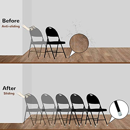 Jetec 72 Pieces 7/8 Inch Folding Chair Leg Caps Heavy-Duty Plastic Chair End Caps Non-Marring Furniture Glides Round Hardwood Floor Protectors, Grey
