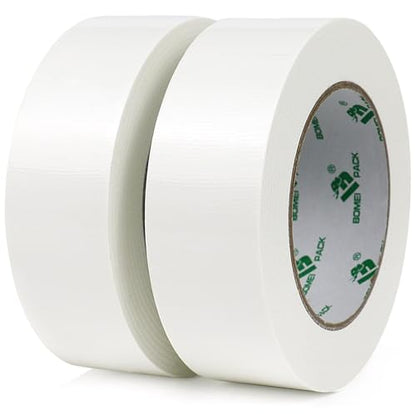 BOMEI PACK Duct Tape Heavy Duty, White 2 Pack 9 Mil Thickness,1.5 Inches x 30 Yards,Strong Industrial Strength,Flexible,No Residue,Waterproof and Tear by Hand,Multi-Use for Indoor & Outdoor Repairs - color: White