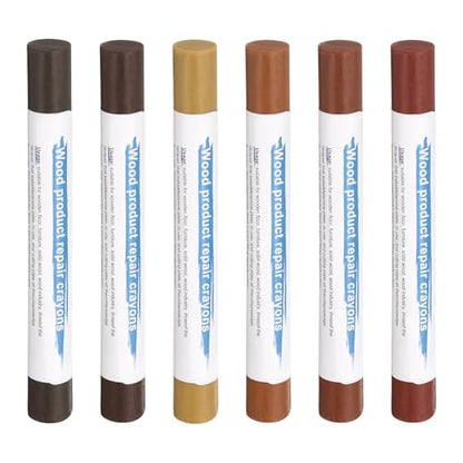 HARFINGTON Wood Filler Sticks 6 Colors Wooden Wax Touch Up Furniture Repair Crayons for Light Walnut, Walnut Straight Grain, Golden Sandalwood, Light, Dark Walnut, Dark Teak - color: Elegant Walnut Series