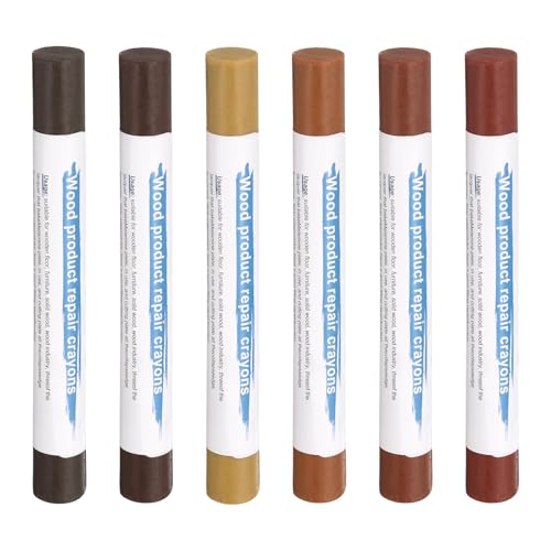 HARFINGTON Wood Filler Sticks 6 Colors Wooden Wax Touch Up Furniture Repair Crayons for Light Walnut, Walnut Straight Grain, Golden Sandalwood, Light, Dark Walnut, Dark Teak - color: Elegant Walnut Series
