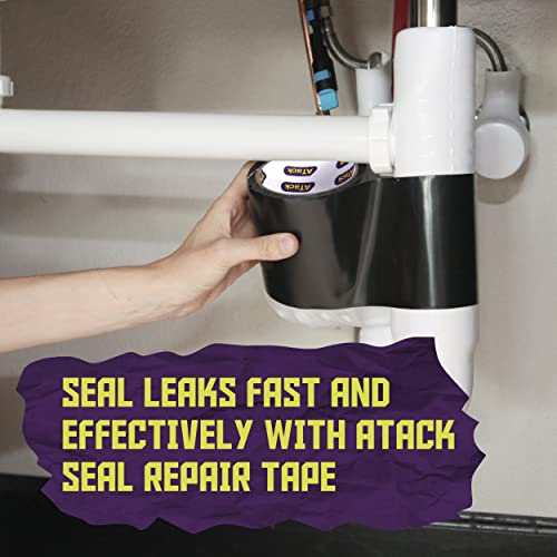 ATack Waterproof Patch and Seal Tape, Black, 4 Inches x 10 Feet, Water Barrier Tape for Stop Leak Repair on Pipes, Chimney, Roof, Boat, and HVAC - color: Black