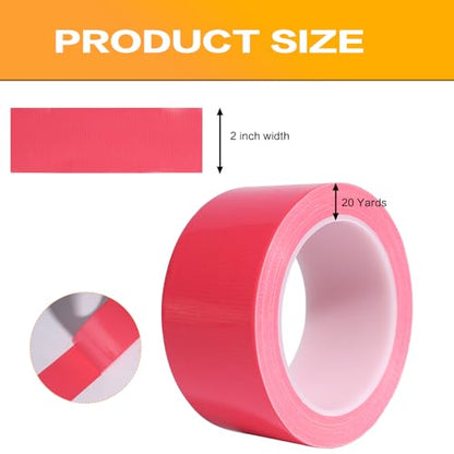 Pink Duct Tape Heavy Duty 2 Pack, 2 Inch x 20 Yards Waterproof Cloth Tape, Hand Tearable No Residue Multi-Purpose Strong Adhesive for Home Repair, DIY Crafts, Moving & Outdoor Projects - color: Pink
