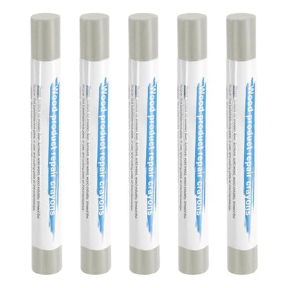 HARFINGTON 5pcs Wood Filler Sticks Wooden Wax Touch Up Furniture Repair Crayons for Scratch Hole Wood, Ash Gray - color: Ash Gray