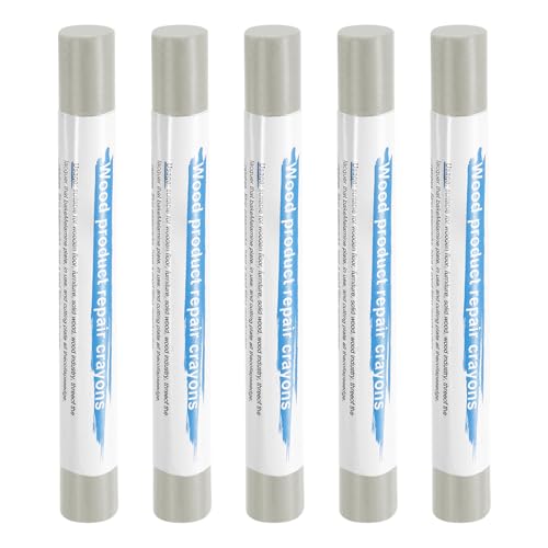 HARFINGTON 5pcs Wood Filler Sticks Wooden Wax Touch Up Furniture Repair Crayons for Scratch Hole Wood, Ash Gray - color: Ash Gray