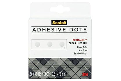Scotch Adhesive Dots, Medium, 0.3 inches, 300 Dots/Pack, Easy Dispensing, Permanent, Photo-Safe, 1-Pack - size: 300 Count (Pack of 1), style: Original packaging