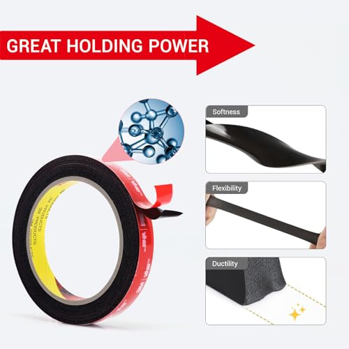Ohayooz Double Sided Tape Heavy Duty 10FT, Very Sticky Adhesive Mounting Tape, Works Great Indoors and Outside, Walls, Automotive, Home Office Deco - size: 2026 Just Try