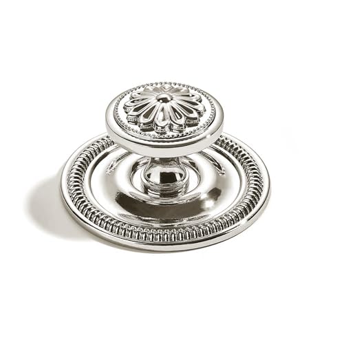 khtumeware 2 Pack 2.5 Inch Polished Nickel Cabinet knobs with Backplate,Vintage Backplate for Cabinet knobs and Drawer knobs, Bi-Fold Door Knobs - color: Polished Nickel, style: 2-Pack