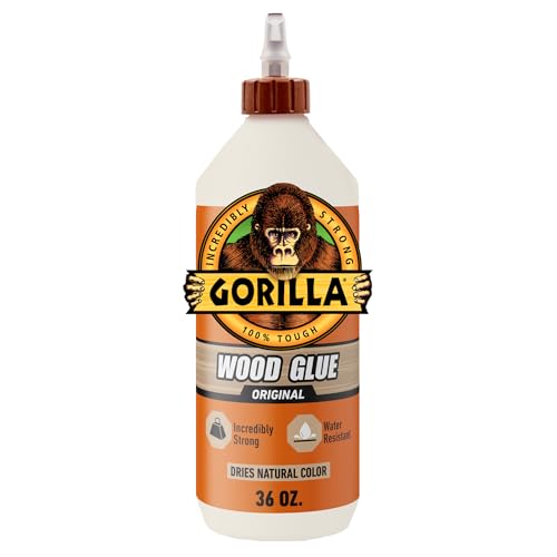 Gorilla Wood Glue, Natural Wood Color, 36 Ounce Bottle (Pack of 1) - Water Resistant for Indoor or Outdoor Projects and Repairs - size: 36 Ounce