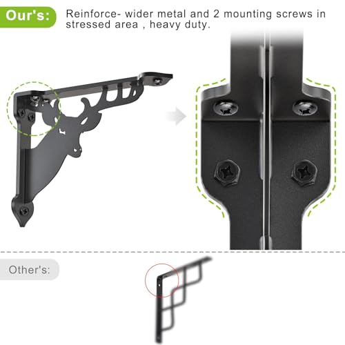 SELEWARE Heavy Duty Shelf Brackets 10 Inch, Deer Shelves Brackets, 300LB Capacity Decorative Metal L Brackets for Floating Shelves, Black Rustic Wall Mount Shelving Bracket with Screws, 4 Pack - size: 10 Inch, style: Deer-4 pack