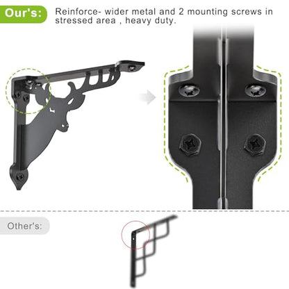 SELEWARE Heavy Duty Shelf Brackets 10 Inch, Deer Shelves Brackets, 300LB Capacity Decorative Metal L Brackets for Floating Shelves, Black Rustic Wall Mount Shelving Bracket with Screws, 4 Pack - size: 10 Inch, style: Deer-4 pack