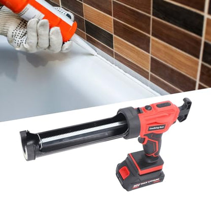 Cordless Caulking Gun, Electric Caulk Gun Battery Operated Caulk Gun with LED Light 10OZ Sealant Cartridges Adjustable Speeds Adhesive Gun Kit for Bathroom Balcony Doors