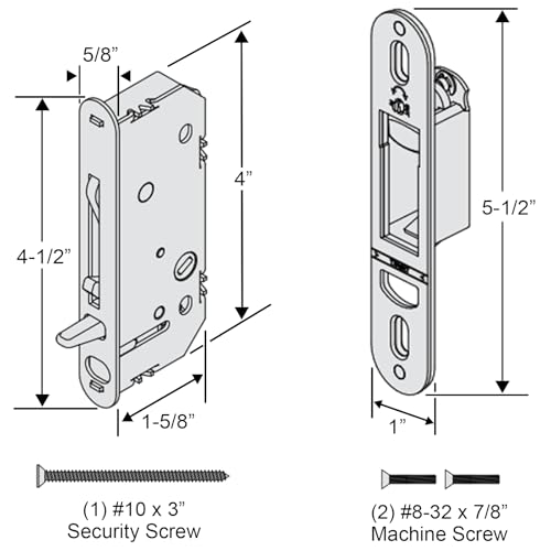 2-Panel Sliding Patio Door Lock and Receiver Kit Replacement for Andersen Gliding Glass Door Reachout Locks from 1986 to Present