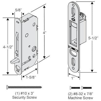 2-Panel Sliding Patio Door Lock and Receiver Kit Replacement for Andersen Gliding Glass Door Reachout Locks from 1986 to Present
