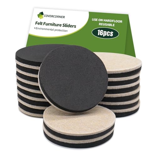 Furniture Sliders for Hardwood Floors 16 PCS - 3 1/2 inch Sliders for Moving Furniture – Felt Furniture Pads for Hardwood Floors - size: 16 Pcs 3 1/2" Beige
