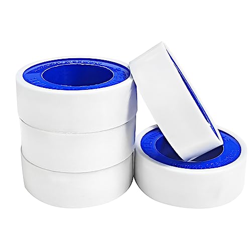 POCKET PANDA 5 Rolls Teflon Tape 1/2Inch, Plumbers Tape, Plumbing Tape, Sealant Tape, PTFE Tape, Sealing Tape for Shower Head Water Pipe, 1/2" x394" White, Misting Parts & Accessories