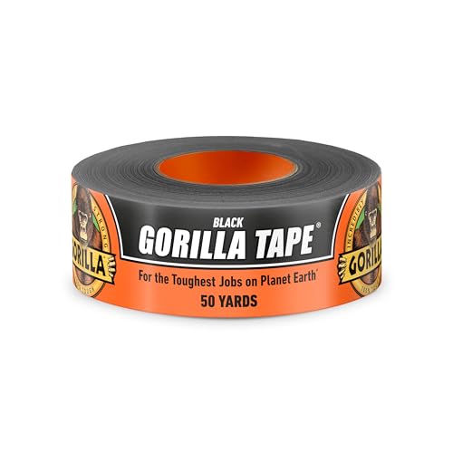 Gorilla Duct Tape, Black Tape, 1.88" x 50 yd (Pack of 1) - Heavy Duty and Weather Resistant for Indoor or Outdoor - size: 1 Pack