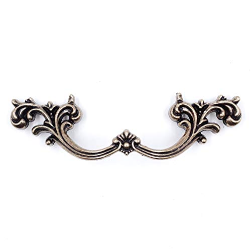 Jetland French Provincial Drawer Pulls - 6-Pack, Antique Brass, 3" Hole Centers, Vintage Shabby Chic Pulls for Dresser Nightstand Cabinet, PW1619ABR76 - color: Antique Brass, size: 3 Inch Hole Centers