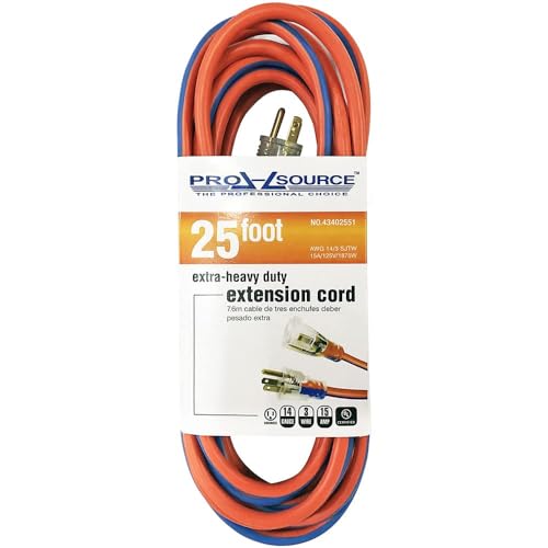 PRO SOURCE 25-Foot Orange & Blue 14-Gauge Outdoor Extension Cord with Indicator Light - color: Orange & Blue