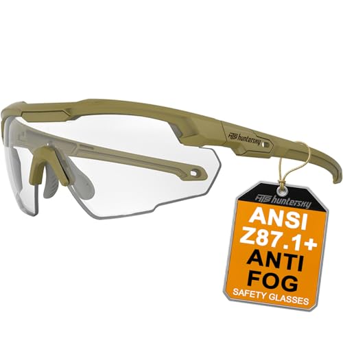 HTS HUNTERSKY Ballistic Tactical Shooting Glasses ANSI Z87+ UV400 Protective Eyewear - color: S57green Af Clear Lens