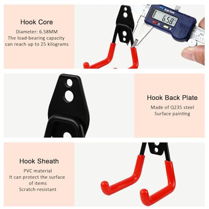 Heavy Duty Garage Storage Hooks, Utility Steel Garage Tool Organizer Wall Mount for Hanging Power and Garden Tools Ladders Hoses Bikes Ropes & Bulk Items