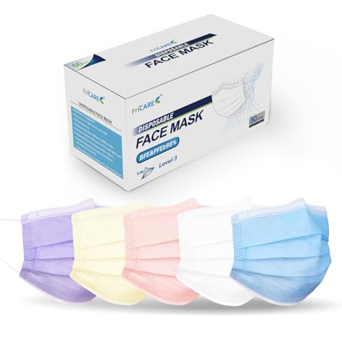 FriCARE Disposable Face Masks, 3-Ply ASTM Level 3 Medical Grade, FSA/HSA Eligible, Breathable & Comfortable for Allergy/Sun Protection, 50 Pack Midnight Fantasy - color: Midnight Fantasy