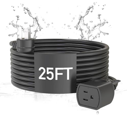 KPQ 25FT Outdoor Extension Cord, IPX6 Waterproof, Heavy Duty 18-Gauge 3-Prong, 125V/10A, Power Cord for Camping, Garden, Patio & Outdoor Events