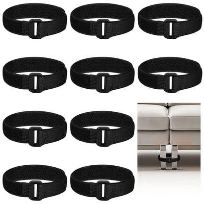 10PCS Couch Connector Straps, Universal Sectional Couch Connectors, Heavy Duty Couches Connector Straps, Easy to Install, No Tools Required, Fasten Sofa Legs Together