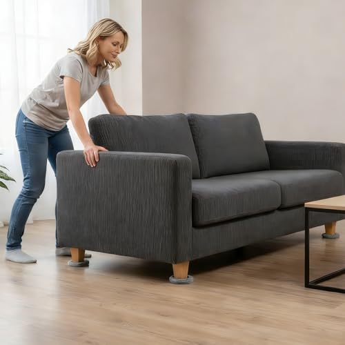 3-in-1 Furniture Sliders, Multi-Surface Furniture Movers with 8 PCS 4.8" Carpet Sliders, 4 PCS Hard Floor Socks and Reusable Heavy-Duty Moving Pads for Easy Floor Safe Furniture Moving - size: Large