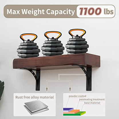 12"x10"x2.5" Heavy Duty Shelf Brackets, Max Load 1100 LBS, Premium Alloy Metal Mantel Support (Set of 2) - Countertop Support - (12 inch x 10 inch) - size: 12 inch x 10 inch