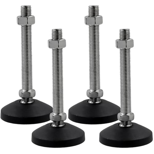 M16x120mm Leveling Feet, 6.2 Inch Height & 880 lb Capacity, Heavy Duty Adjustable Swivel Furniture Glides, Threaded Rubber Feet Levelers for Table, Shelves, Workbench, Cabinet, Machine, 4Pcs - color: Black, size: D80xM16xH120mm