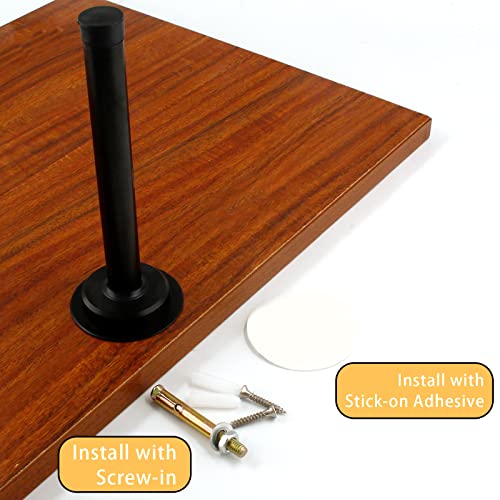 1pc 6 Inch Door Stops, Self Adhesive Long Door Stopper, Stainless Steel Sound Dampening Door Stop, Wall Mount Screw Doorstop with Rubber Bumper (Upgraded Black) - size: 6 Inch-upgraded Black
