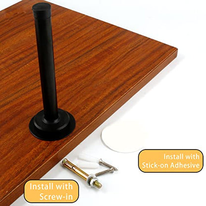 1pc 6 Inch Door Stops, Self Adhesive Long Door Stopper, Stainless Steel Sound Dampening Door Stop, Wall Mount Screw Doorstop with Rubber Bumper (Upgraded Black) - size: 6 Inch-upgraded Black