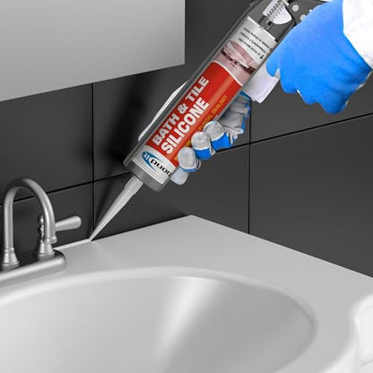 Bond It Bath & Tile Silicone, Premium Long Term Acetoxy Sealant, Waterproof Flexible Sanitary Silicone - Bathrooms, Kitchens, Showers, Tubs, Sinks, Countertops, Backsplashes, 10 oz, Clear - color: Clear
