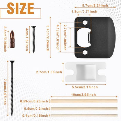 Standard Door Lock Strike Plate with Spacer Shim and Screws, Door Strike Replacement, Universal Security Striker, Exterior or Interior Repair Kits to Fix Doors Won’t Latch Close, Matte Black