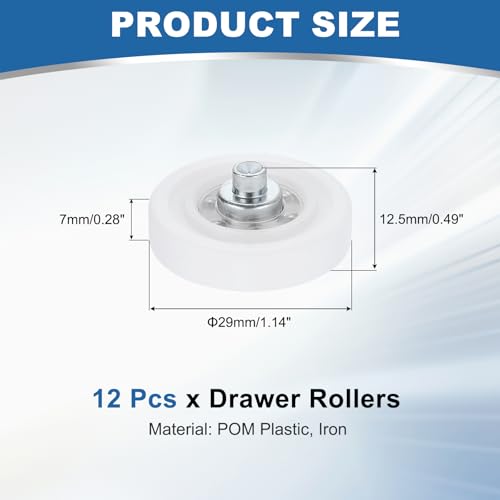 uxcell 12Pcs Drawer Rollers, 29mm Plastic Positioning Pulleys Small Drawer Pulley Bearing Replacement Wheel for Furniture Parts Cabinet Cupboard Wardrobe Slides - size: 29mm