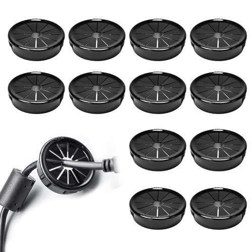 12 Pcs Cable Grommet, Snap Bushing 1-9/16" (40 mm) Mounting Diameter, Flexible Petal-Shaped Buckle Round Nylon Desk Grommet for Wires Through Countertop Cord Organizer and Protection, Black - style: 1-9/16" -RSB 12PCS