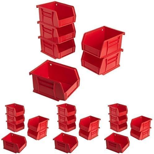 Akro-Mils 30210 AkroBins Plastic Storage Bins, Space-Saving Stackable Bins for Garage, Pantry, Craft Organization, 5" x 4" x 3", Red, (Pack of 24) - color: Red, size: 24 Pack