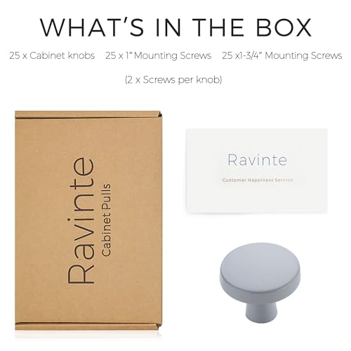 Ravinte 25 Pack Drawer Pulls 1-1/4 Inch Kitchen Cabinet Knobs Solid Round Dresser Drawer Knobs Grey Dresser Knobs Drawer Knobs Simple Cabinet Hardware for Cupboard Drawer Pulls - color: Gray