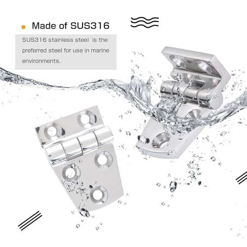 Atibin Hardware Deck Marine Hinge Boat Mirror Stainless Steel Hinge Marine Heavy Polished Hatch Boat Hinges Offset SUS316 2.12 inch x 1.51 inch 2pcs - color: 2.12 inch x 1.51 inch 2pcs