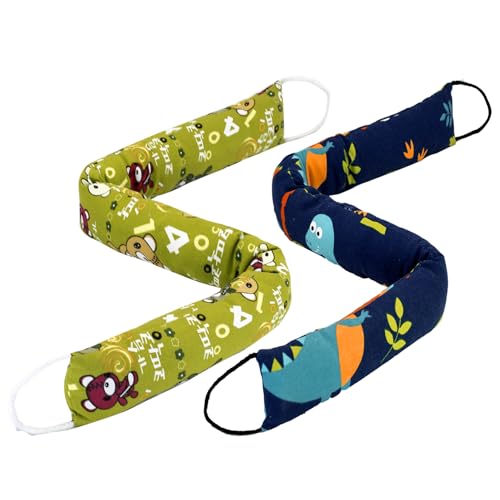 Weighted Door Draft Stopper, 2 Pack 36 Inch Under Door Blocker, Bottom of Door Window Air Noise Light Gap Filler, Saving Energy Cartoon Print Canvas Cotton 2.2Lb - size: 36 inch