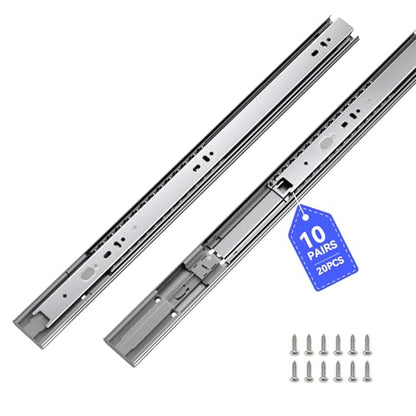 LONTAN Soft Close Drawer Slides 16 Inch 10 Pairs - SL4502S3-16 Full Extension Ball Bearing 16" Cabinet Drawer Rails Heavy Duty Dresser Glides 100lb Capacity - color: Silver-Soft Close, size: 16 Inch - Drawer Slide