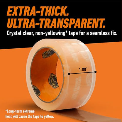 Gorilla Crystal Clear Tape, 1.88” x 18 yd (Pack of 2) - Weather Resistant for Indoor or Outdoor Projects and Repairs - size: 2- Pack