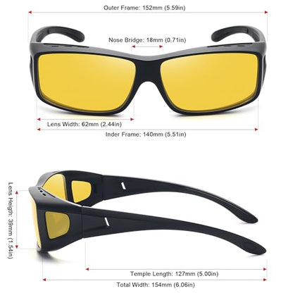 MEETSUN Fit Over Glasses Sunglasses for Men Women,Wrap Around Sunglasses Polarized UV400 Protection - color: A1-black Frame-night Vision Lens